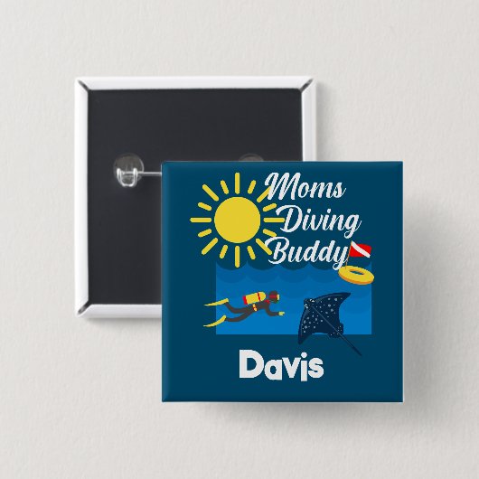 Moms duikend boeddontwerp - Square Magnet Button (Voorkant /achterkant)