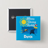 Moms duikend boeddontwerp - Square Magnet Button (Voorkant /achterkant)