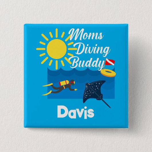 Moms duikend boeddontwerp - Square Magnet Button (Voorkant)