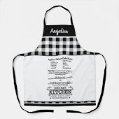 Mom's Kitchen Quote met naam, zwart wit Schort (Voorkant)