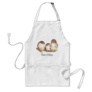 Mom's Kitchen ,Schattigee Vogelfamilie, Standaard Schort