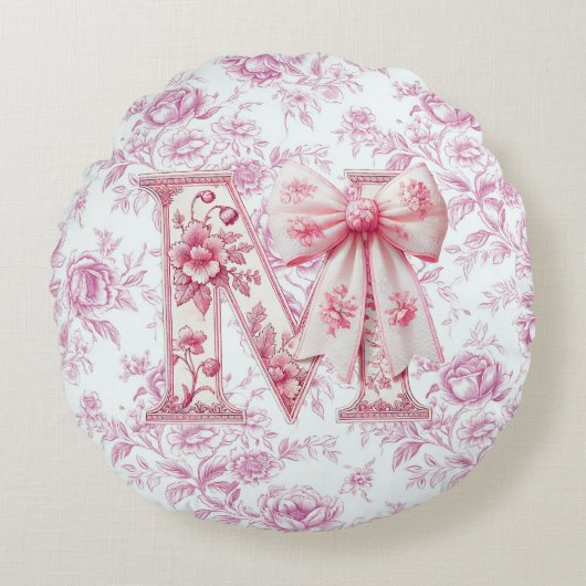 Mom's Light Pink Chinoiserie Rond Kussen (Voorkant)