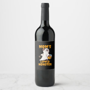 Mom's Little Boo Monster Grappig Graphic Wijn Etiket