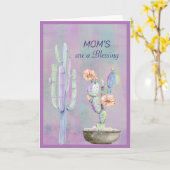 MOM'S sont une carte de cactus d'aquarelle bienvei (Fleur jaune)