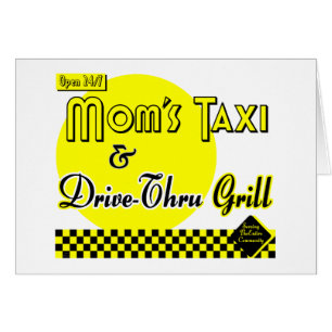 Moms Taxi & Drive-Thru Retro Art Kaart