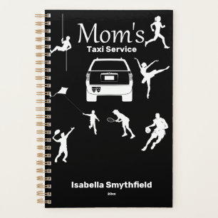 "Mom's Taxi Service" Zwart-wit Jaarlijks Planner