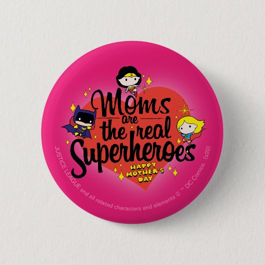 Moms zijn de echte superhelden ronde button 5,7 cm (Voorkant)