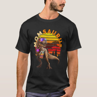 MOMSAURUS T rex mam Beach Retro  Funny Dino T-shirt