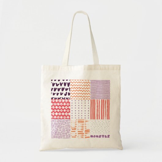 momster- en handgetekende patronen tote bag (Voorkant)