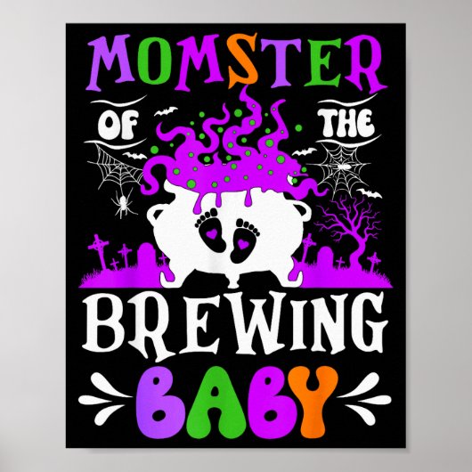 Momster Of The Brewing Baby Mom To Be Halloween Poster (Voorkant)