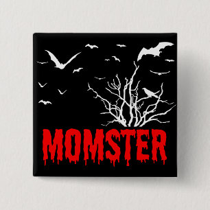 Momster Red Driving Font Flying Bats Button