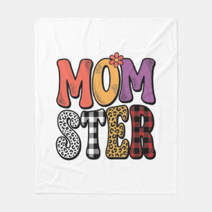 Momster Vintage Moeder Luipaard Geruit Typografie  Fleece Deken