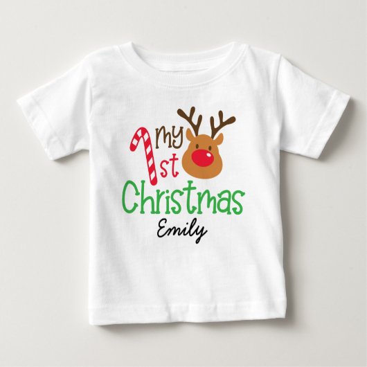 Mon 1er Noël T-shirt bébé personnalisé (Devant)