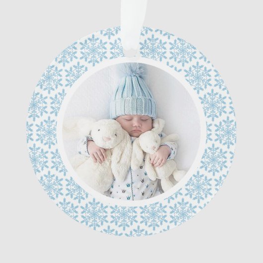 Mon 1er ornement acrylique de flocon de neige bleu (devant)