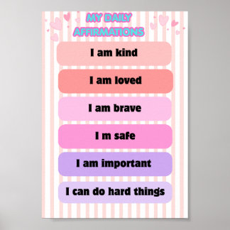 Mon Affirmations Quotidiennes Art Mural pour Enfan