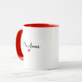 Mon Amour French Love Coffee Mug with Red Heart Mok (Voorkant links)