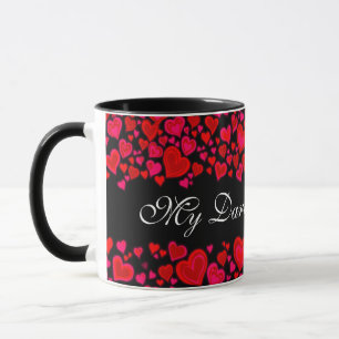 Mon amour Valentin coeur la tasse noire rose rouge