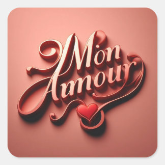 Mon Amour Vierkante Sticker
