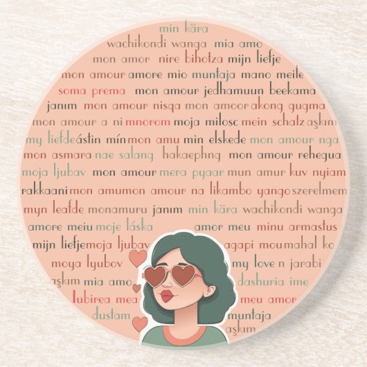 Mon Amour Zandsteen Onderzetter (Voorkant)