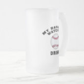 Mon Baseball Regarder Boire Frosted Glass Beer Mug (Devant droit)