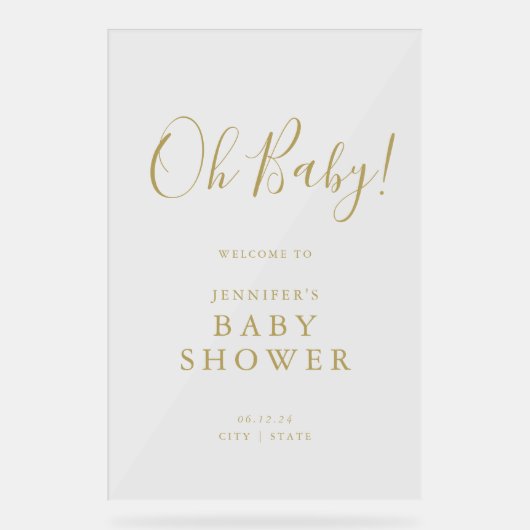 Mon bébé ! Baby shower de script Welcome Gold (Recto)
