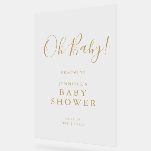 Mon bébé ! Baby shower de script Welcome Gold (Angle)