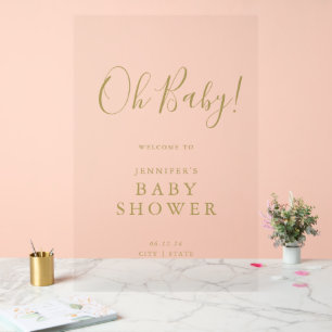 Mon bébé ! Baby shower de script Welcome Gold