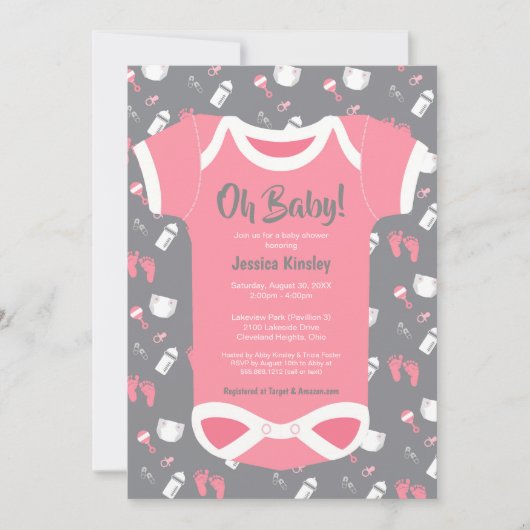 Mon bébé ! Boîtier bébé fille invitation douche (Devant)
