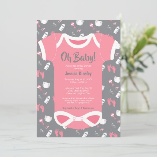Mon bébé ! Boîtier bébé fille invitation douche (Debout devant)