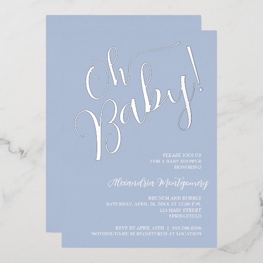 Mon bébé ! Boy Baby shower Blue Invitation (Recto/Verso)