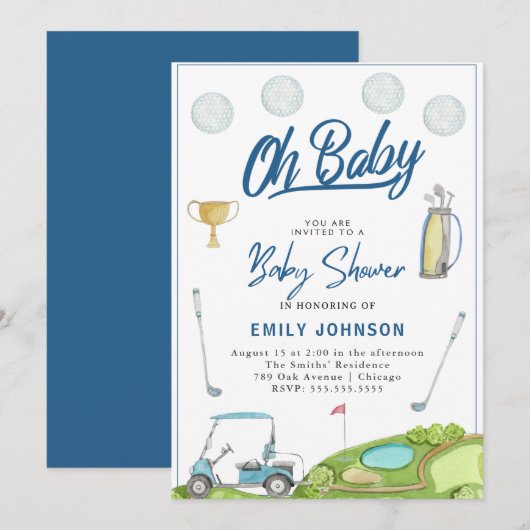 Mon bébé ! Cute Golf Baby shower Party Invitation (Devant / Derrière)