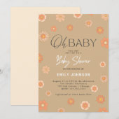 Mon bébé ! Daisy Beige Baby shower Invitation (Devant / Derrière)