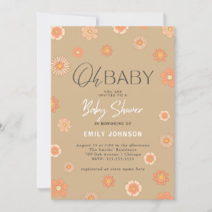 Mon bébé ! Daisy Beige Baby shower Invitation