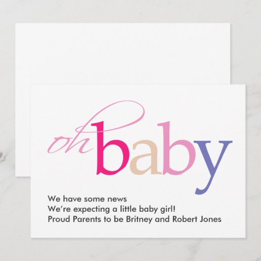 Mon bébé ! Faire-part de grossesse (Devant / Derrière)