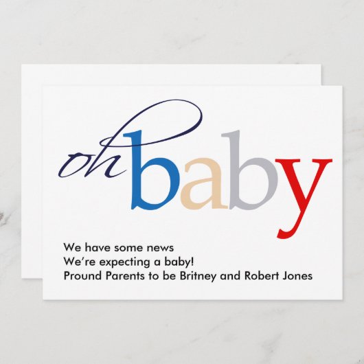 Mon bébé ! Faire-part de grossesse (Devant / Derrière)