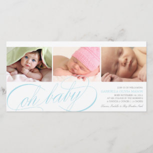 Mon bébé Faire-part de naissance de script bleu
