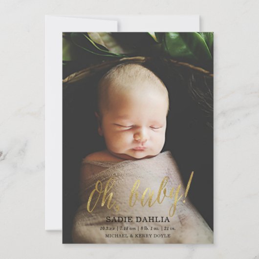 Mon bébé ! Faire-part de naissance Gold Faux (Devant)