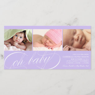 Mon bébé   Faire-part de naissance pourpre