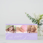 Mon bébé | Faire-part de naissance pourpre (Debout devant)