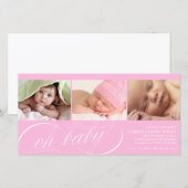 Mon bébé | Faire-part de naissance rose (Devant / Derrière)