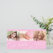 Mon bébé | Faire-part de naissance rose (Debout devant)