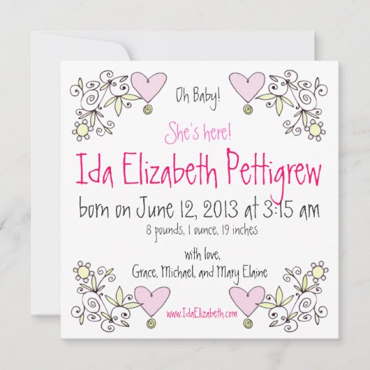 Mon bébé ! Faire-part de naissance Whimsical Sprin (Devant)