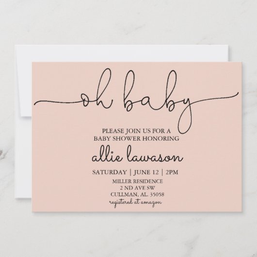 Mon bébé | Invitation Baby shower (Devant)