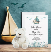 Mon bébé ! Invitation Baby shower bleu rustique