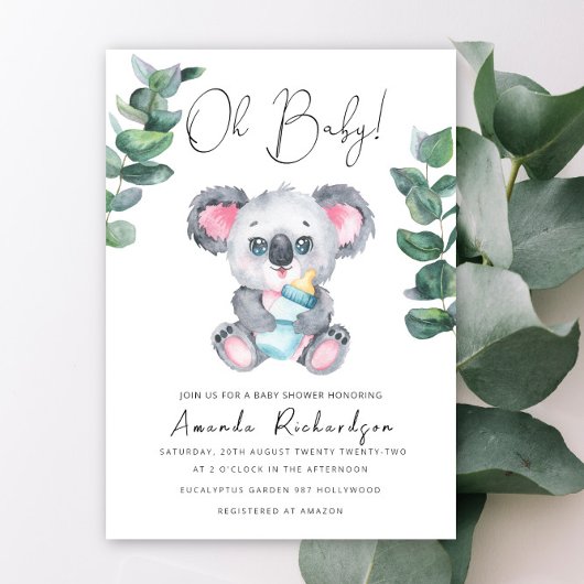 Mon bébé ! Invitation Baby shower de l'ours Koala