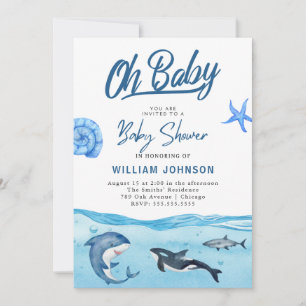 Mon bébé ! Invitation Baby shower Océan & Mer