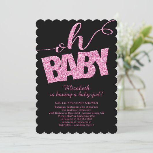 Mon bébé ! Invitation Baby shower Parties scintill (Debout devant)
