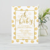 Mon bébé ! Invitation Baby shower Pois d'or (Debout devant)