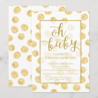 Mon bébé ! Invitation Baby shower Pois d'or