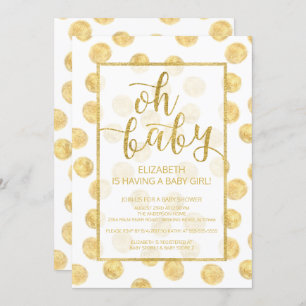 Mon bébé ! Invitation Baby shower Pois d'or